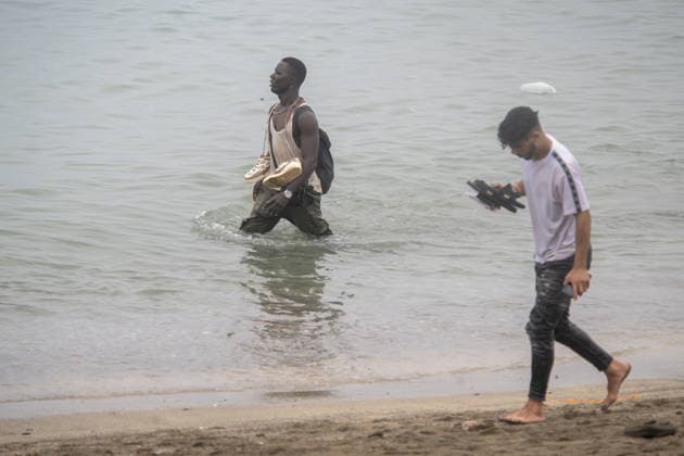 Hundreds of migrants reach Spain s Ceuta after swimming from Morocco CEUTA, SPAIN - JULY 31: Hundreds of migrants attempt to swim from Morocco to the Spanish city of Ceuta in North Africa, while the number of arrivals exceeded 1,500 in just over a week, according to local news, in Ceuta, Spain on July 31, 2026. Marcos Moreno Anadolu Ceuta Spain. Editorial use only. Please get in touch for any other usage.  Copyright: x2026xAnadoluxMarcosxMorenox