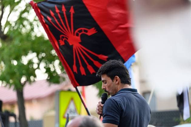 July 31, 2026, Madrid, Spain: MADRID, SPAIN Ã¢â‚¬ JULY 31, 2026: Participants attend a demonstration outside the Moroccan Embassy in Madrid, called by the far-right groups Falange EspaoÂ±ola and NoÂºcleo Nacional, following recent migrant arrivals through Spain s North African enclave of Ceuta. Protesters wave Spanish flags, display banners and chant slogans during the demonstration, while some participants are seen making gestures commonly associated with Nazi salutes. Madrid Spain  - ZUMAq101 20260731_zna_q101_213 Copyright: xTomasxCallex