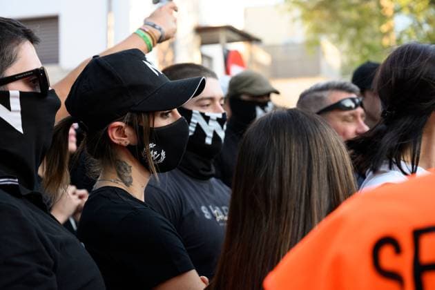 July 31, 2026, Madrid, Spain: MADRID, SPAIN Ã¢â‚¬ JULY 31, 2026: Participants attend a demonstration outside the Moroccan Embassy in Madrid, called by the far-right groups Falange EspaoÂ±ola and NoÂºcleo Nacional, following recent migrant arrivals through Spain s North African enclave of Ceuta. Protesters wave Spanish flags, display banners and chant slogans during the demonstration, while some participants are seen making gestures commonly associated with Nazi salutes. Madrid Spain - ZUMAq101 20260731_zna_q101_225 Copyright: xTomasxCallex