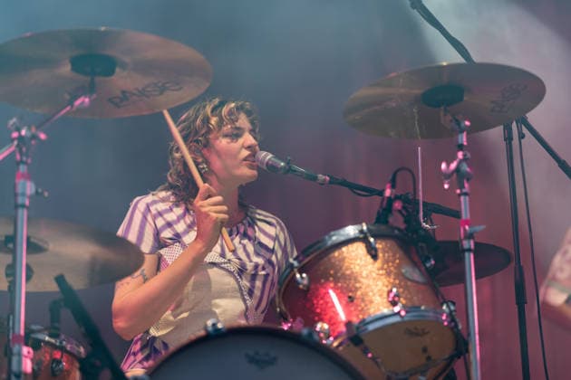 Green Juice Festival 2026 BLOND Lotta KUMMER Drums, Vocals The Chemnitz-based indie pop band Blond performing live outdoors on the main stage at the Green Juice Festival in Park Neu Vilich in Bonn, Bonn Neu Vilich, North Rhine-Westphalia, Germany Copyright: xMarcxJohnx