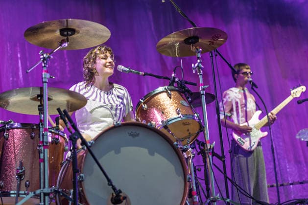 Green Juice Festival 2026 BLOND Lotta KUMMER Drums, Vocals The Chemnitz-based indie pop band Blond performing live outdoors on the main stage at the Green Juice Festival in Park Neu Vilich in Bonn, Bonn Neu Vilich, North Rhine-Westphalia, Germany Copyright: xMarcxJohnx