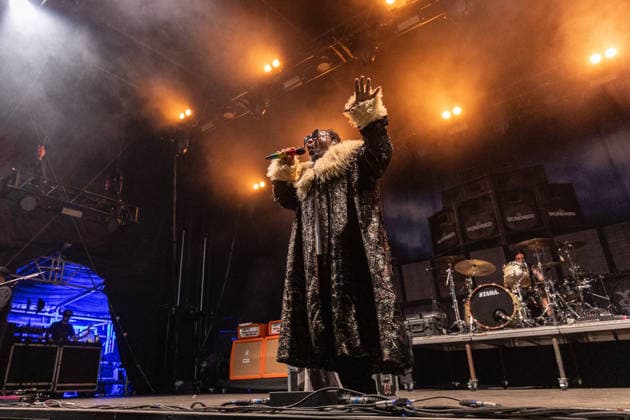 Green Juice Festival 2026 SKINDRED Benji WEBBE Vocals The Welsh ragga metal band Skindred performing live outdoors on the main stage at the Green Juice Festival in Park Neu Vilich in Bonn, Bonn Neu Vilich, North Rhine-Westphalia, Germany Copyright: xMarcxJohnx