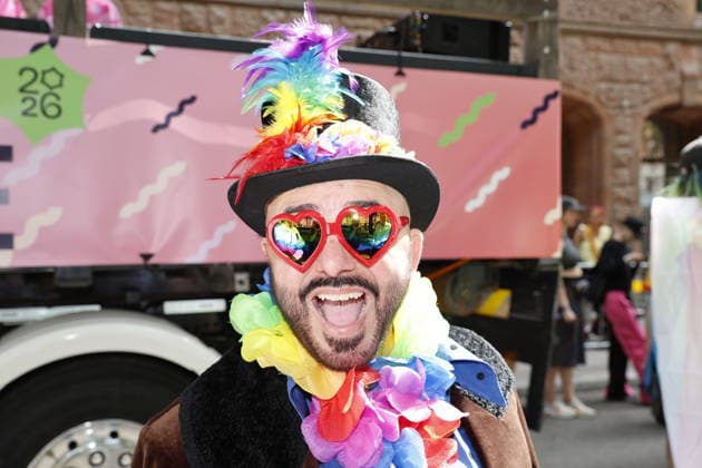 STOCKHOLM, SWEDEN 20260801 Tasso Stafilidis, chair of Stockholm Pride, is getting ready for the Pride parade, which will run from Norr Mälarstrand to Slussen during this year’s Stockholm Pride STOCKHOLM SWEDEN x11700x  Copyright: xMagnusxGrimstedt TTx STOCKHOLM PRIDE uwnkwYsgIGg