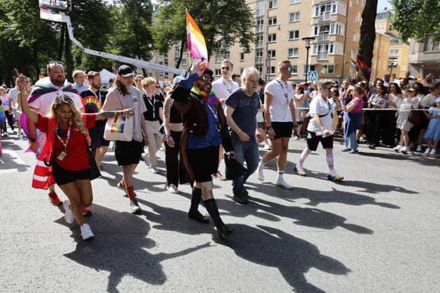 STOCKHOLM, SWEDEN 20260801 Tasso Stafilidis, chair of Stockholm Pride, at the Pride parade, which runs from Norr Mälarstrand to Slussen during this year’s Stockholm Pride STOCKHOLM SWEDEN x11700x  Copyright: xMagnusxGrimstedt TTx STOCKHOLM PRIDE K_MHXIvRRag