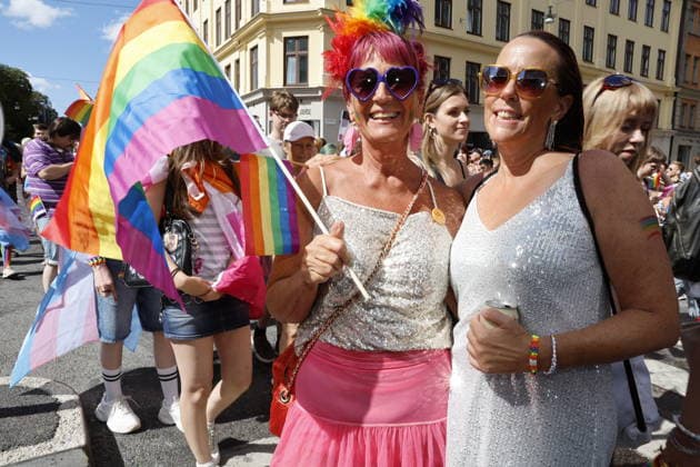 STOCKHOLM, SWEDEN 20260801 Sisters Catrin and Camilla Sundqvist march in the Pride parade, which runs from Norr Mälarstrand to Slussen during this year s Stockholm Pride STOCKHOLM SWEDEN x11700x  Copyright: xMagnusxGrimstedt TTx STOCKHOLM PRIDE wluvfW3MU_0