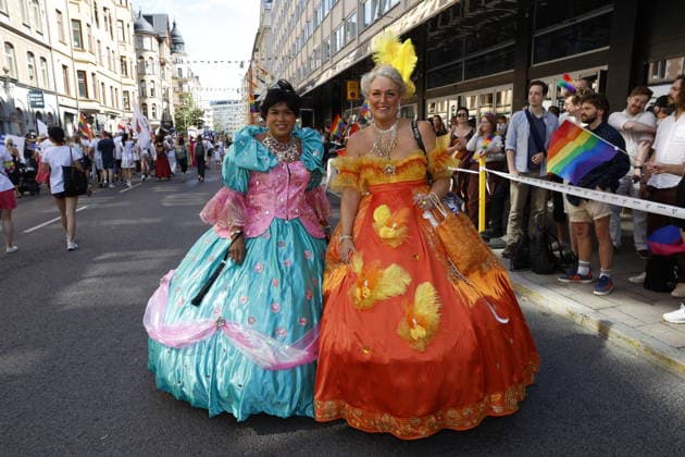 STOCKHOLM, SWEDEN 20260801 Robert Oskarsson and Sus Lantz in the Pride parade, which runs from Norr Mälarstrand to Slussen during this year s Stockholm Pride STOCKHOLM SWEDEN x11700x  Copyright: xMagnusxGrimstedt TTx STOCKHOLM PRIDE 4Z4VS45EfKk