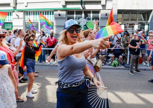 STOCKHOLM, SWEDEN 20260801 Ebba Busch, chair of the Christian Democrats (KD), at the Pride parade, which runs from Norr Mälarstrand to Slussen during this year’s Stockholm Pride STOCKHOLM SWEDEN x11700x  Copyright: xMagnusxGrimstedt TTx STOCKHOLM PRIDE EJaZuhv5cZw