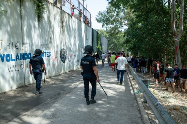 August 1, 2026, Ceuta, Ceuta, Spain: The Ceuta Temporary Immigrant Stay Center (CETI) is currently facing extreme tension and severe overcrowding, reaching a state of absolute collapse. The facility has been forced to close its doors to new male arrivals due to a critical lack of space. Ceuta Spain - ZUMAd308 20260801_zsp_d308_037 Copyright: xJuanxCarlosxLucasx