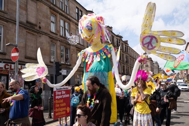 August 1, 2026, Glasgow, Scotland, UK: Hundreds of people took part in this years Govanhill International Festival & Carnival parade, a community-led anti-racist arts and cultural event organised by the Govanhill Baths Community Trust. The annual festival, themed Solidarity this year, was founded in response to racist attacks in the area. Glasgow UK  - ZUMAs357 20260801_zip_s357_008 Copyright: xCameronxScottx