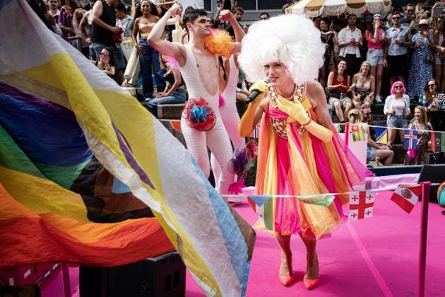 AMSTERDAM - Participants and spectators during the Canal Parade. The boat parade is traditionally part of the Pride celebrations in the capital. RAMON VAN FLYMEN ANP netherlands out - belgium out  Copyright: xx x564705055x originalFilename: 564705055.jpg