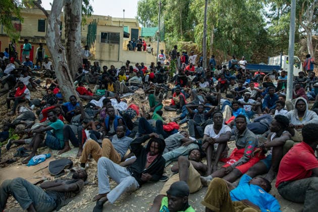 August 1, 2026, Ceuta, Spain: The Ceuta Temporary Immigrant Stay Centre (CETI) is experiencing extreme tension and severe overcrowding, approaching absolute collapse. The facility has been forced to close its doors to new male arrivals due to a critical lack of space. Ceuta Spain - ZUMAd308 20260801_zsp_d308_019 Copyright: xJuanxCarlosxLucasx