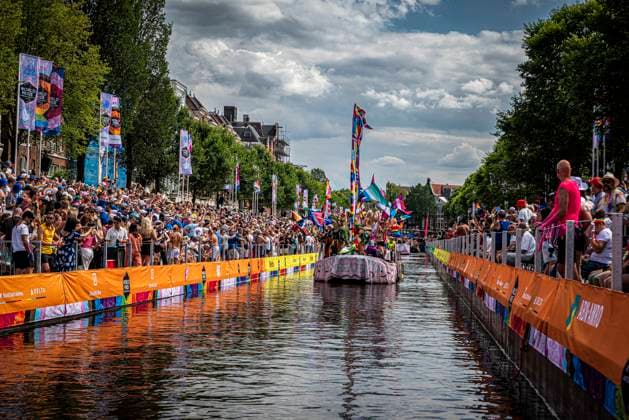 August 1, 2026, Amsterdam, North Holland, Netherlands: Floats pass through WorldPride Stadium during Amsterdam Pride s Canal Parade on August 1, 2026, in Amsterdam, the Netherlands. Hundreds of thousands of spectators joined the 30th edition of the Pride Canal Parade, the highlight of WorldPride Amsterdam 2026. This yearâ€⠢s parade also included the WorldPride Stadium grandstand, with seating for approximately 10,000 people to watch as floats pass. Amsterdam Netherlands - ZUMAp202 20260801_zip_p202_080 Copyright: xJamesxPetermeierx