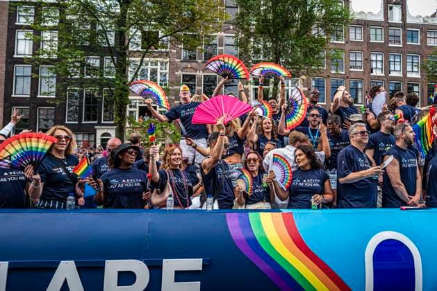 August 1, 2026, Amsterdam, North Holland, Netherlands: Delta and KLM Airlines workers join Amsterdam Pride s Canal Parade on August 1, 2026, in Amsterdam, the Netherlands. Hundreds of thousands of spectators joined the 30th edition of the Pride Canal Parade, the highlight of WorldPride Amsterdam 2026. This yearâ€⠢s parade also included the WorldPride Stadium grandstand, with seating for approximately 10,000 people to watch as floats pass by. Amsterdam Netherlands - ZUMAp202 20260801_zip_p202_081 Copyright: xJamesxPetermeierx
