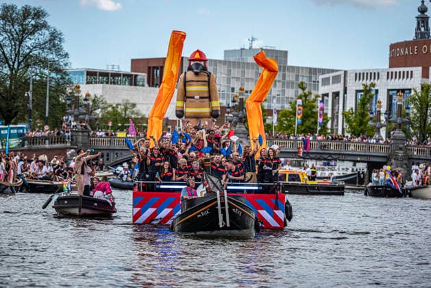 August 1, 2026, Amsterdam, North Holland, Netherlands: Dutch firefighters joined Amsterdam Pride s Canal Parade on August 1, 2026, in Amsterdam, the Netherlands. Hundreds of thousands of spectators joined the 30th edition of the Pride Canal Parade, the highlight of WorldPride Amsterdam 2026. This yearâ€⠢s parade also included the WorldPride Stadium grandstand, with seating for approximately 10,000 people to watch as floats pass. Amsterdam Netherlands - ZUMAp202 20260801_zip_p202_099 Copyright: xJamesxPetermeierx