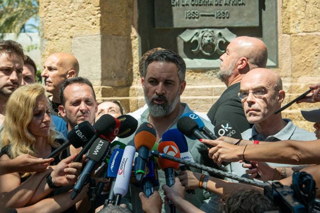 August 2, 2026, Madrid, Madrid, Spain: Santiago Abascal, leader of SpainÃ¢â‚¬â ¢s far-right Vox party, has arrived in Ceuta today alongside regional party president Juan Sergio Redondo to assess the severe border crisis on the ground. Madrid Spain - ZUMAd308 20260802_zsp_d308_069 Copyright: xJuanxCarlosxLucasx