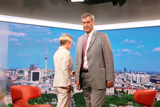 Berlin, Germany, August 2, 2026 ARD Capital Studio Summer Interview: Host Anna Engelke and Bavarian Minister-President Markus Söder (CSU) Copyright: xdtsxNachrichtenagenturx dts_129186