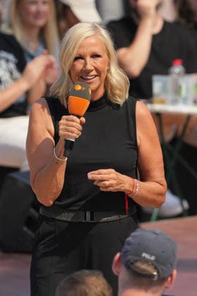 ZDF Fernsehgarten 2026: Andrea Kiwi Kiewel on ZDF Fernsehgarten with the theme Rock in the Garden on August 2, 2026, in Mainz, Rhineland-Palatinate, ZDF Fernsehgarten