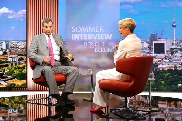 Berlin, Germany, August 2, 2026 ARD Capital Studio Summer Interview with Markus Söder, Minister-President of Bavaria (CSU), and Anna Engelke Copyright: xdtsxNachrichtenagenturx dts_129189