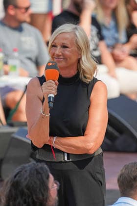 ZDF Fernsehgarten 2026: Andrea Kiwi Kiewel on ZDF Fernsehgarten with the theme Rock in the Garden on August 2, 2026, in Mainz, Rhineland-Palatinate, ZDF Fernsehgarten