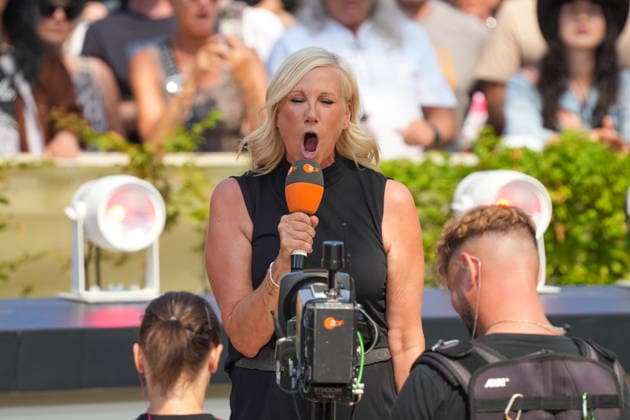 ZDF Fernsehgarten 2026: Andrea Kiwi Kiewel on ZDF Fernsehgarten with the theme Rock in the Garden on August 2, 2026, in Mainz, Rhineland-Palatinate, ZDF Fernsehgarten