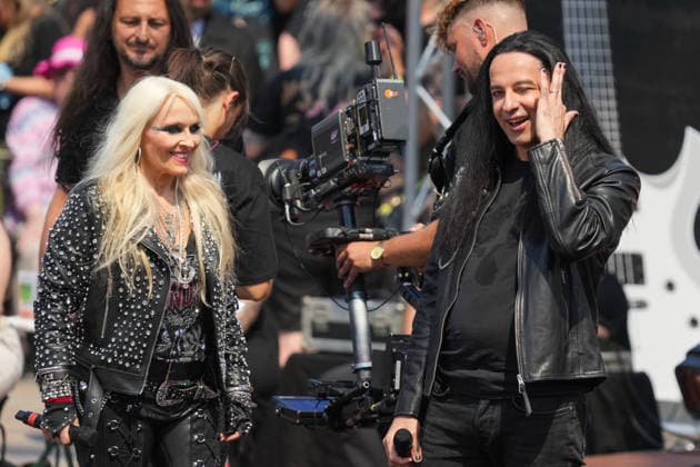 ZDF Fernsehgarten 2026: DORO Pesch and Bülent Ceylan at the ZDF Fernsehgarten, themed Rock im Garten, on August 2, 2026, in Mainz, Rhineland-Palatinate, ZDF Fernsehgarten