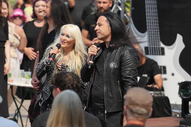 ZDF Fernsehgarten 2026: DORO Pesch and Bülent Ceylan at the ZDF Fernsehgarten, themed Rock im Garten, on August 2, 2026, in Mainz, Rhineland-Palatinate, ZDF Fernsehgarten