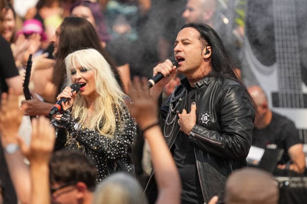ZDF Fernsehgarten 2026: DORO Pesch and Bülent Ceylan at the ZDF Fernsehgarten, themed Rock im Garten, on August 2, 2026, in Mainz, Rhineland-Palatinate, ZDF Fernsehgarten