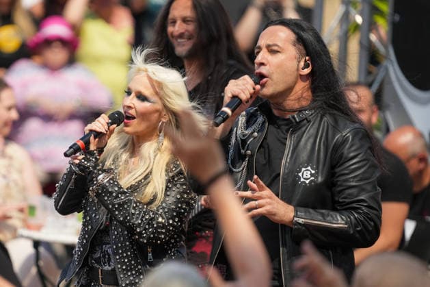 ZDF Fernsehgarten 2026: DORO Pesch and Bülent Ceylan at the ZDF Fernsehgarten, themed Rock im Garten, on August 2, 2026, in Mainz, Rhineland-Palatinate, ZDF Fernsehgarten