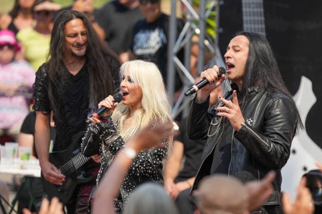 ZDF Fernsehgarten 2026: DORO Pesch and Bülent Ceylan at the ZDF Fernsehgarten, themed Rock im Garten, on August 2, 2026, in Mainz, Rhineland-Palatinate, ZDF Fernsehgarten