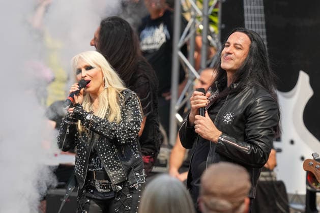 ZDF Fernsehgarten 2026: DORO Pesch and Bülent Ceylan at the ZDF Fernsehgarten, themed Rock im Garten, on August 2, 2026, in Mainz, Rhineland-Palatinate, ZDF Fernsehgarten