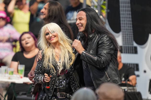 ZDF Fernsehgarten 2026: DORO Pesch and Bülent Ceylan at the ZDF Fernsehgarten, themed Rock im Garten, on August 2, 2026, in Mainz, Rhineland-Palatinate, ZDF Fernsehgarten