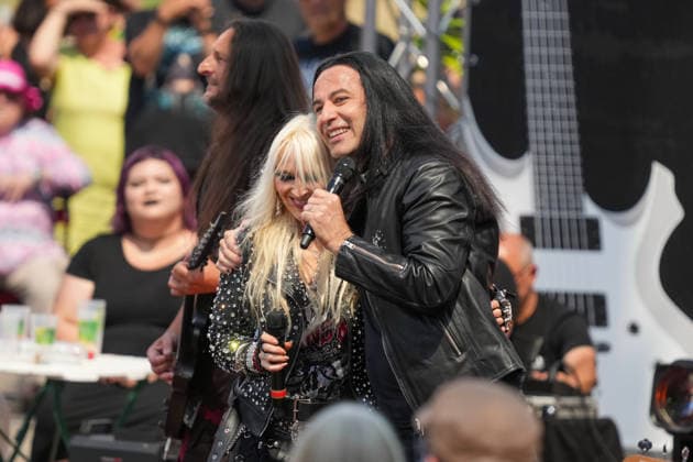 ZDF Fernsehgarten 2026: DORO Pesch and Bülent Ceylan at the ZDF Fernsehgarten, themed Rock im Garten, on August 2, 2026, in Mainz, Rhineland-Palatinate, ZDF Fernsehgarten