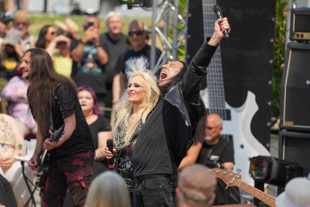 ZDF Fernsehgarten 2026: DORO Pesch and Bülent Ceylan at the ZDF Fernsehgarten, themed Rock im Garten, on August 2, 2026, in Mainz, Rhineland-Palatinate, ZDF Fernsehgarten