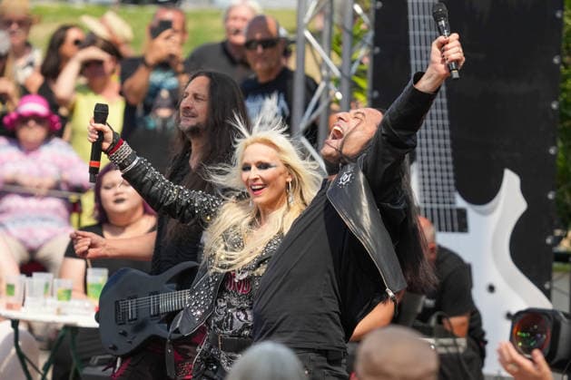 ZDF Fernsehgarten 2026: DORO Pesch and Bülent Ceylan at the ZDF Fernsehgarten, themed Rock im Garten, on August 2, 2026, in Mainz, Rhineland-Palatinate, ZDF Fernsehgarten