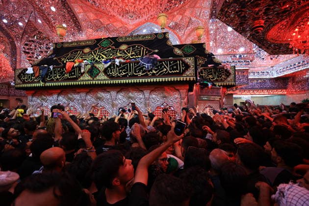 Arbaeen commemorations held in Iraq KARBALA, IRAQ - AUGUST 3: Thousands of pilgrims attend the Arbaeen commemorations marking the 40th day after the martyrdom of Imam Hussein, the grandson of the Prophet Muhammad, and his 72 companions, visited the Imam Hussein Shrine visiting in Karbala, Iraq, on August 3, 2026. Murtadha Al-Sudani Anadolu Karbala Iraq. Editorial use only. Please get in touch for any other usage.  Copyright: x2026xAnadoluxMurtadhaxAl-Sudanix