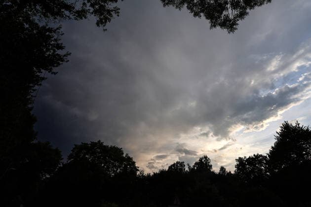 Severe thunderstorms in the suburbs of Essen during a severe thunderstorm event amid a heat wave and an ongoing severe weather warning from the southwest