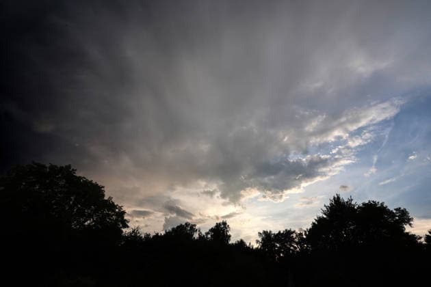 Severe thunderstorms in the suburbs of Essen during a severe thunderstorm event amid a heat wave and an ongoing severe weather warning from the southwest