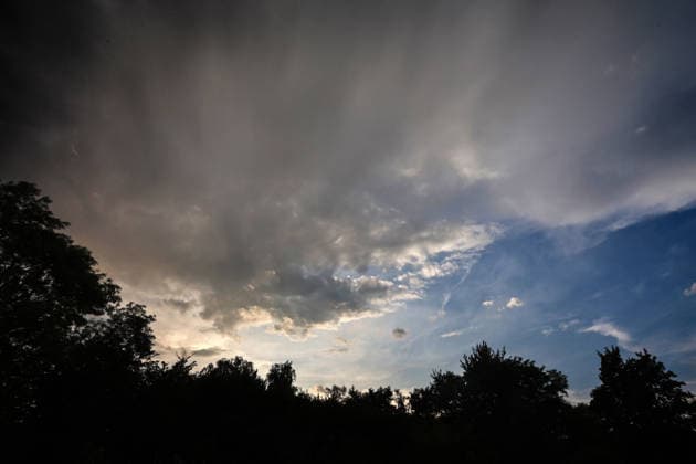Severe thunderstorms in the suburbs of Essen during a severe thunderstorm event amid a heat wave and an ongoing severe weather warning from the southwest