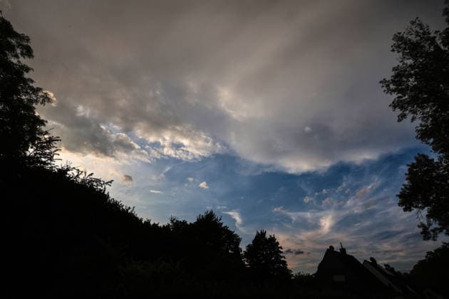 Severe thunderstorms in the suburbs of Essen during a severe thunderstorm event amid a heat wave and an ongoing severe weather warning from the southwest