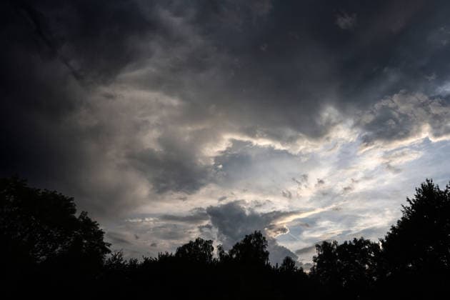 Severe thunderstorms in the suburbs of Essen during a severe thunderstorm event amid a heat wave and an ongoing severe weather warning from the southwest