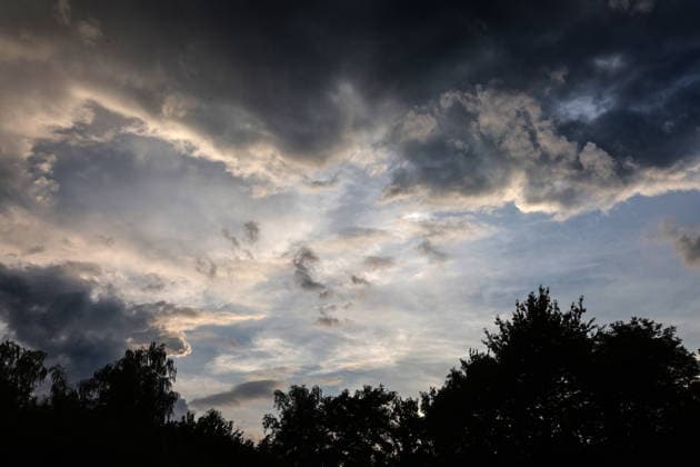Severe thunderstorms in the suburbs of Essen during a period of intense thunderstorm activity amid a heat wave and an ongoing severe weather warning for storms approaching from the southwest