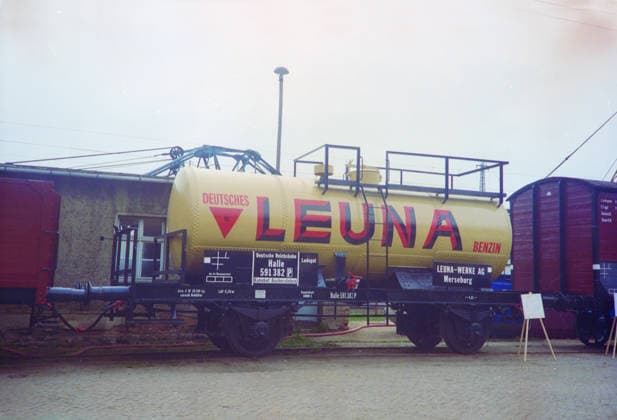 Leuna, GDR, ca. 1990, railcar with the inscription Leuna