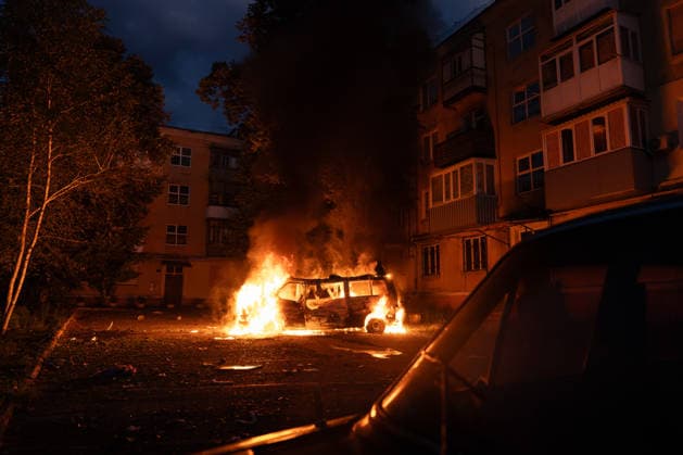 August 3, 2026, Kramatorsk, Donetsk Oblast, Ukraine: A car is attacked by a Russian Fibre Optic FPV in the city of Kramatorsk, Donetsk Oblast Kramatorsk Ukraine - ZUMAm350 20260803_zip_m350_003 Copyright: xCameronxJones-Manleyx