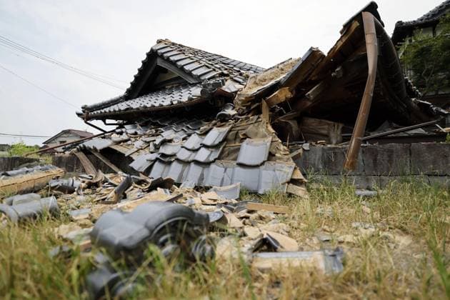 Aftermath of strong earthquake in Kumamoto A collapsed house is pictured in Hikawa, Kumamoto Prefecture, on Aug. 4, 2026, after a powerful earthquake struck the southwestern Japan prefecture on July 28.  A14AA0005625050P
