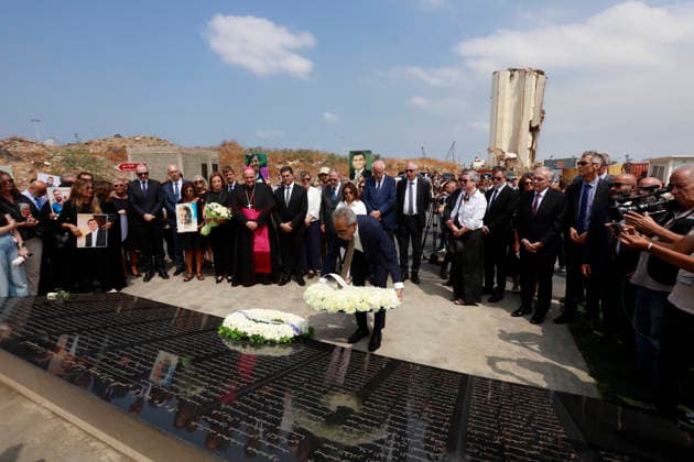 August 4, 2026, Beirut, Beirut, lebanon: Families of victims of the August 4, 2020 Beirut port explosion gather inside the Beirut Port in front of the memorial bearing the names of Lebanese and foreign victims, marking the sixth anniversary of the devastating blast, in Beirut, Lebanon, August 4, 2026. Beirut lebanon - ZUMAb339 20260804_znp_b339_002 Copyright: xAbdulxKaderxAlxBayx
