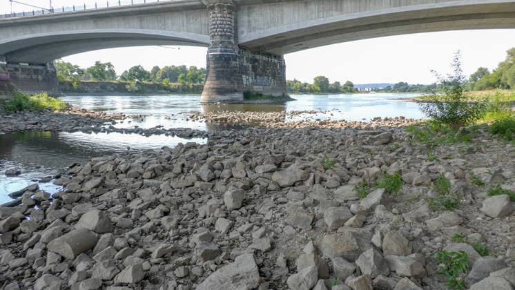 Water levels continue to drop. Persistent drought is further exacerbating low water levels in German rivers. The Elbe near Dresden is also affected. In Dr