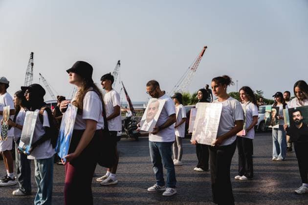 August 4, 2026, Beirut, Lebanon: BEIRUT, LEBANON †AUGUST 4, 2026: Families of victims gather at the Port of Beirut to mark the sixth anniversary of the Beirut port explosion. The blast, caused by the detonation of large quantities of ammonium nitrate stored at the port on August 4, 2020, killed more than 200 people, injured thousands and caused widespread destruction across the Lebanese capital. During the commemoration, relatives carried portraits of those who died and renewed calls for justice and accountability as the investigation into the explosion remains unresolved. Beirut Lebanon - ZUMAq101 20260804_zna_q101_123 Copyright: xManonxRocax