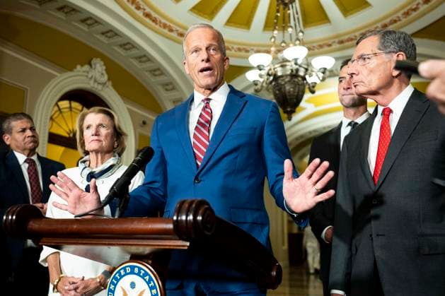 August 4, 2026, Washington, District Of Columbia, USA: Senate Majority Leader JOHN THUNE (R-SD) speaking at a press conference at the U.S. Capitol in Washington, DC. Washington USA - ZUMAb161 20260804_aap_b161_023 Copyright: xMichaelxBrochsteinx