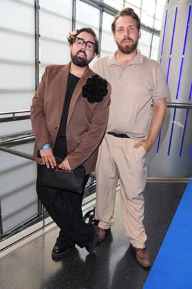 Steven Preisner with his friend Florian Gibki at the premiere of SISTER ACT: THE HEAVENLY MUSICAL at the Bluemax Theater in Berlin on August 4, 2026