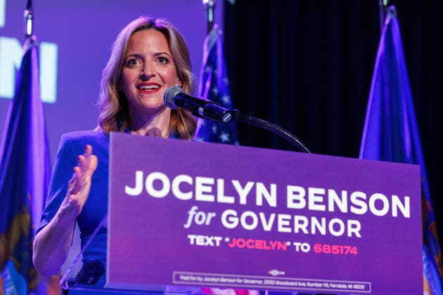 August 4, 2026, Detroit, Michigan, USA: Michigan Secretary of State JOCELYN BENSON speaks at a primary election night watch party in Detroit, Mich., on Aug. 4, 2026, after winning the Democratic nomination for governor. Detroit USA - ZUMAr192 20260804_znp_r192_020 Copyright: xAndrewxRothx
